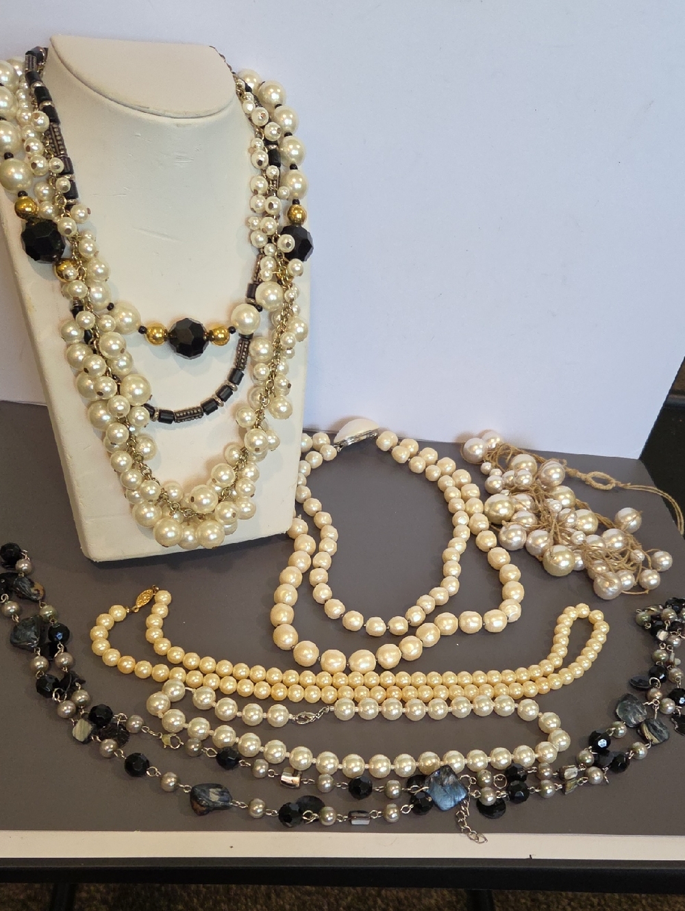Classic Ivory Faux Pearl Multi-Strand Necklace Lot- Elegant Women’s Jewelry
